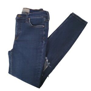 Free People Jeans Womens Size 26 Skinny Mid Rise Dark Wash Ripped Denim Pants